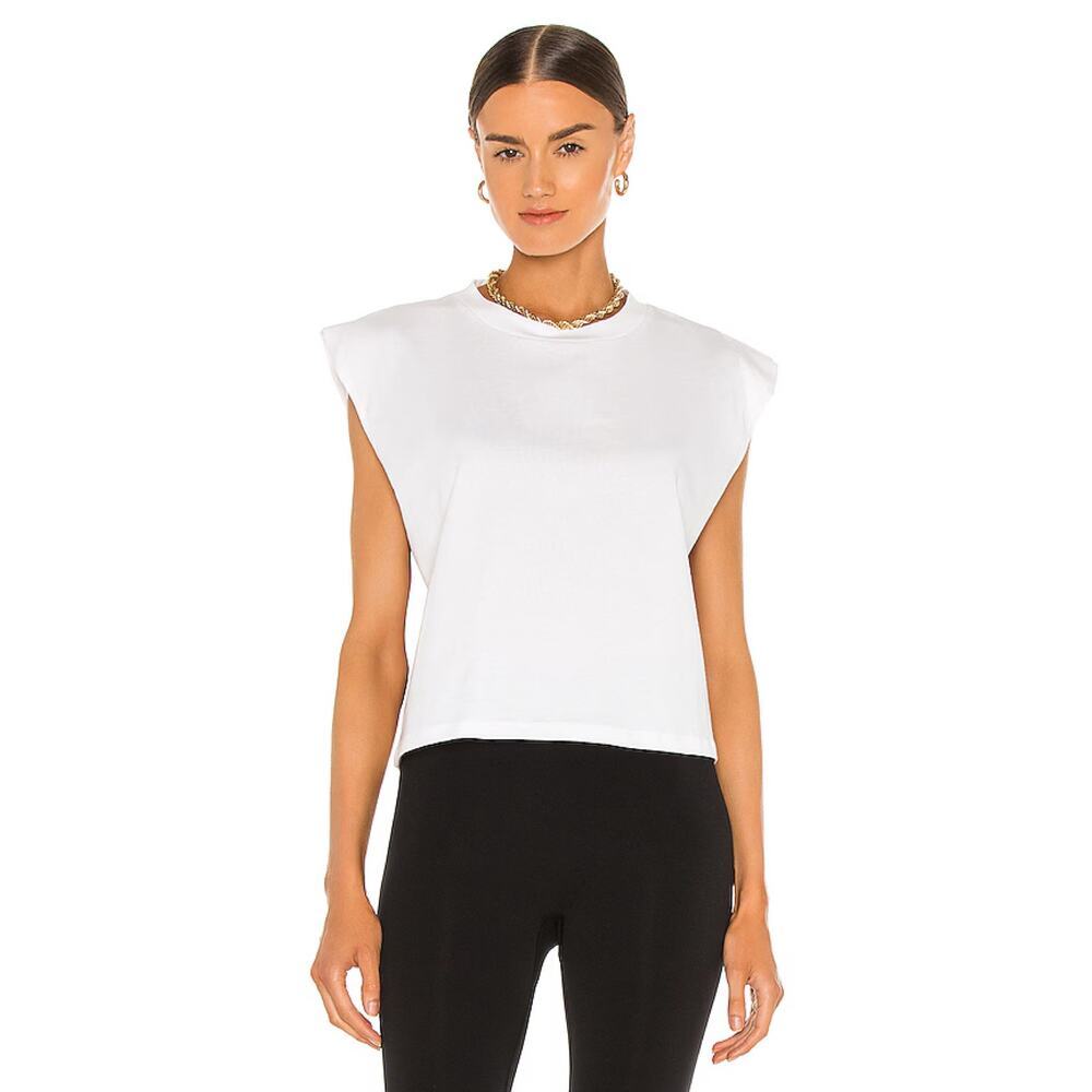 LNA Strong Shoulder Tee in White Size L